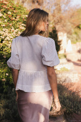 Corey Peplum Top In White - Final Sale