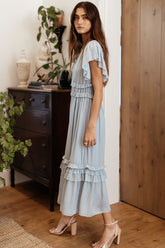 Willa Ruffle Dress in Light Blue - FINAL SALE