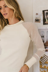 Camden Ribbed Top In Cream - Final Sale