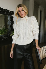 Noah Cable Knit Sweater In Cream - Final Sale