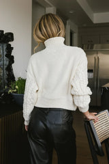 Noah Cable Knit Sweater In Cream - Final Sale