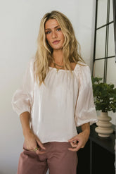Stevie Plisse Blouse in Cream - FINAL SALE
