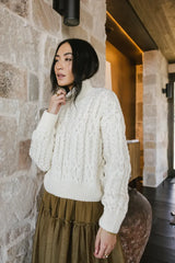 Noah Cable Knit Sweater In Cream - Final Sale