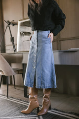 Kaylee Button Denim Skirt - Final Sale