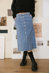 Kaylee Button Denim Skirt - FINAL SALE