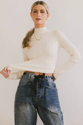 Winnie Ribbed Top in Cream - FINAL SALE
