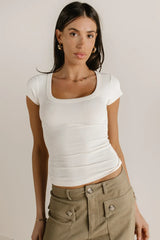 Freya Ribbed Top In Ivory - Final Sale