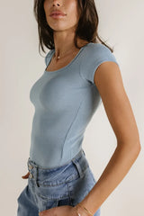 Clara Square Neck Bodysuit In Blue - Final Sale