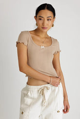 Estella Crop Top in Taupe - FINAL SALE