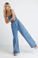 Wide Leg Denim Jumpsuit - FINAL SALE