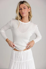 Mauryn Ribbed Top in White - FINAL SALE