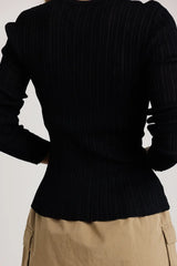 Mauryn Ribbed Top In Black - Final Sale