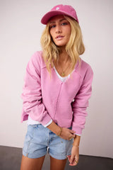 Exposed Seam Sweatshirt In Pink - Final Sale
