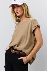 Aviana Muscle Tee in Mocha - FINAL SALE