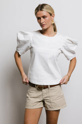 Aubree Denim Top in Cream - FINAL SALE