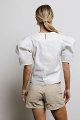 Aubree Denim Top In Cream - Final Sale