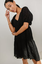 Jaime Eyelet Mini Dress in Black - FINAL SALE