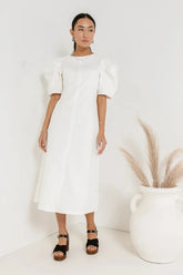 Campbell Denim Dress in Cream - FINAL SALE