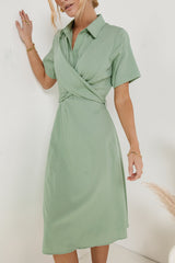 Bennett Collared Dress In Sage - Final Sale