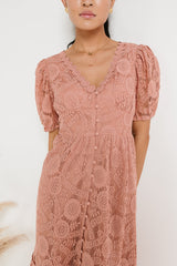Rowan Lace Dress In Pink - Final Sale