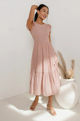 Declan Midi Dress in Blush - FINAL SALE