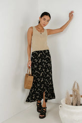 Rory Floral Skirt in Black - FINAL SALE