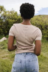 Aybree Ribbed Tee In Taupe - Final Sale