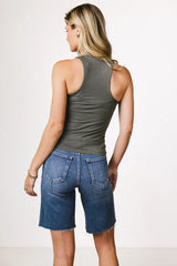 Sleek Jersey Solid Tank In Charcoal - Final Sale
