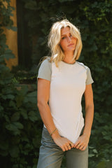 Hayden Colorblock Tee In White - Final Sale