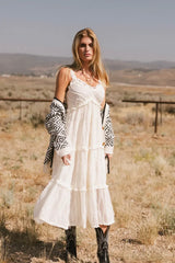 Maria Tulle Midi Dress in Cream - FINAL SALE