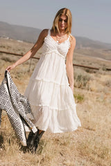 Maria Tulle Midi Dress In Cream - Final Sale