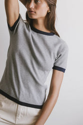 Maddie Ringer Sweater Top in Grey - FINAL SALE