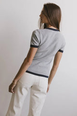 Maddie Ringer Sweater Top In Grey - Final Sale