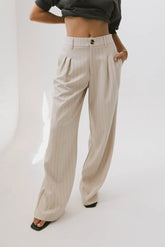 Reese Striped Slacks in Cream - FINAL SALE