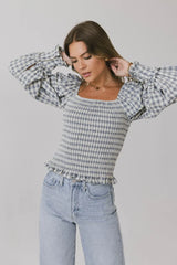Brinklee Smocked Blouse In Blue - Final Sale