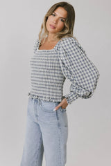 Brinklee Smocked Blouse In Blue - Final Sale