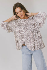 Taya Ditsy Floral Blouse in Cream - FINAL SALE