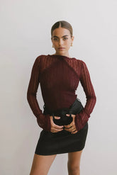 Linnea Lace Top in Burgundy - FINAL SALE
