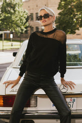 Sandry Tulle Crewneck in Black - FINAL SALE