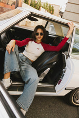 Becca Raglan Tee In Red - Final Sale