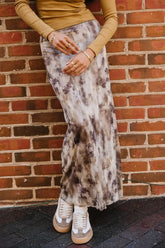 Chandler Abstract Maxi Skirt in Brown - FINAL SALE