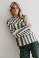 Reggie Striped Top in Olive and White - FINAL SALE