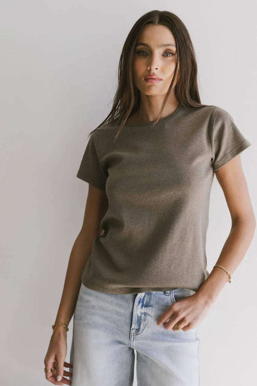Briony Basic Tee in Olive - FINAL SALE