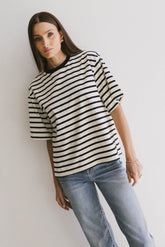 Freddie Striped Tee in Black - FINAL SALE