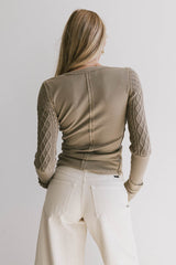 Naomi Cable Knit Sleeve Top In Olive - Final Sale