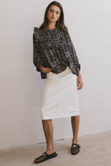 Taya Ditsy Floral Blouse In Black - Final Sale