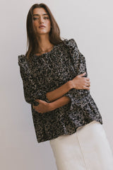 Taya Ditsy Floral Blouse In Black - Final Sale