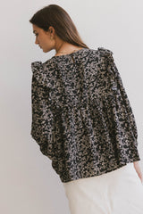 Taya Ditsy Floral Blouse In Black - Final Sale