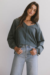 Exposed Seam Sweatshirt in Teal - FINAL SALE