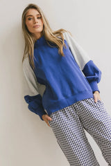 Drew Colorblock Sweatshirt In Blue - Final Sale